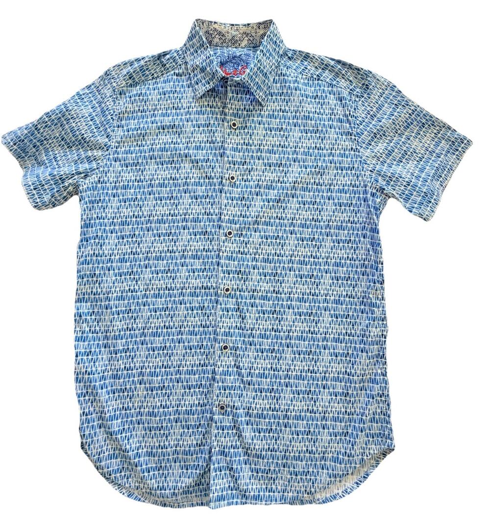 Robert Graham Mens Blue Geometric Button Down Shirt S Classic